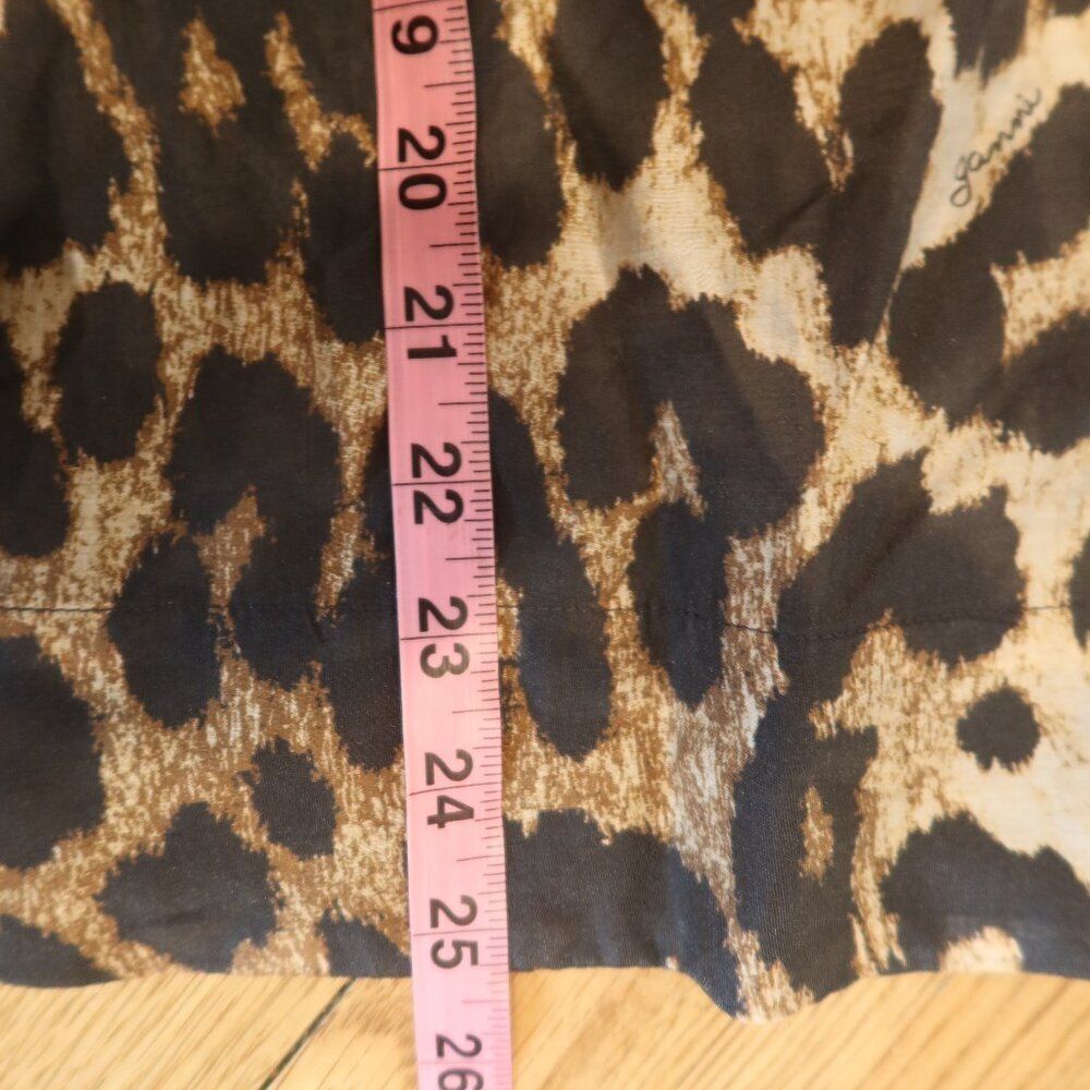 NWT GANNI leopard print top blouse short sleeve semisheer lightweight 36 breezy - Picture 15 of 16